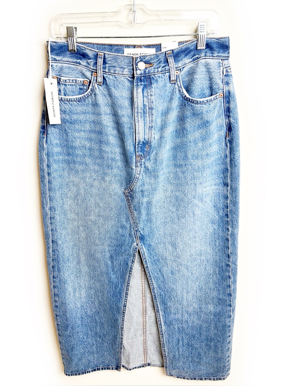 NWT Denim Forum The '90s Vintage Mid-Rise Pencil Maxi Jean Skirt | Size 29 | Ari
